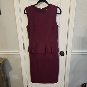 Ann Taylor Red Sleeveless Sheath Dress Midi